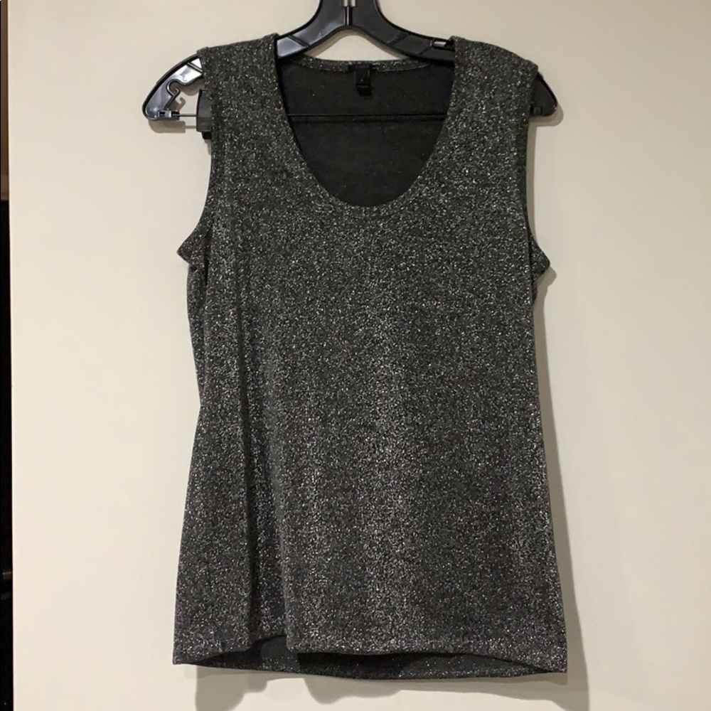 J Crew Shimmery Black and Silver Tank Blouse